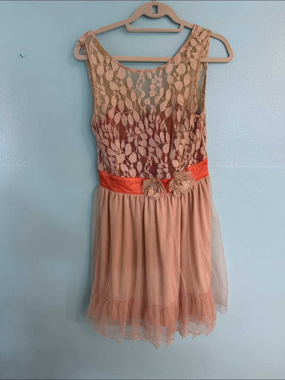 Ryu beige blush orange Lace chic dress
